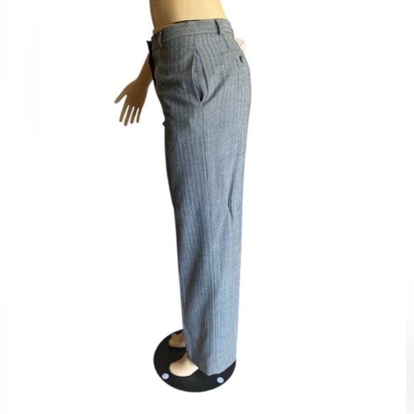 Vintage Stylish Talbots Wool Blend Gray Women’s Striped Straight Leg Trousers - Picture 4 of 13